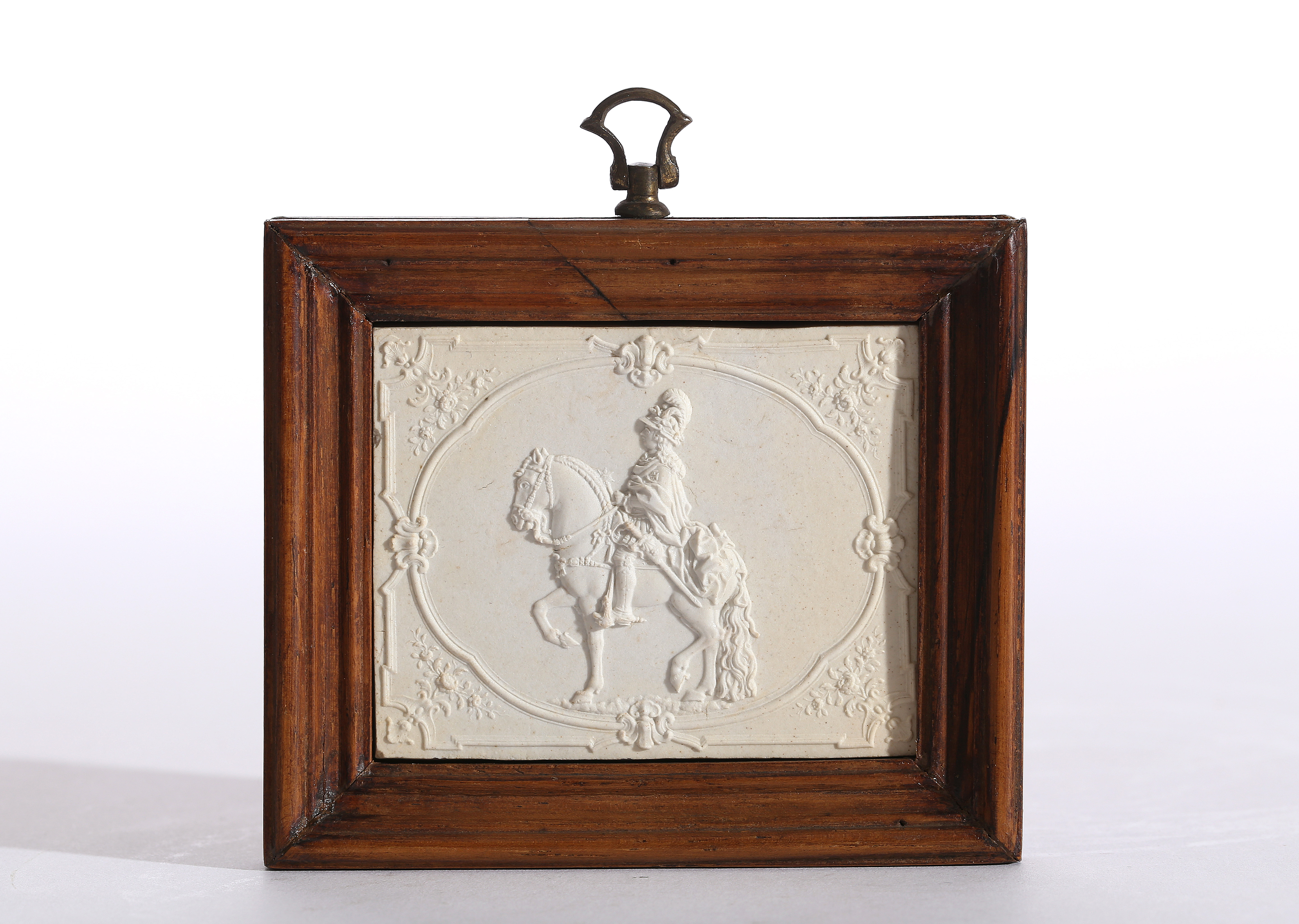 BISCUIT PORCELAIN PLAQUE OF THE EQUESTRIAN STATUE OF KING JOSÉ I OF PORTUGAL