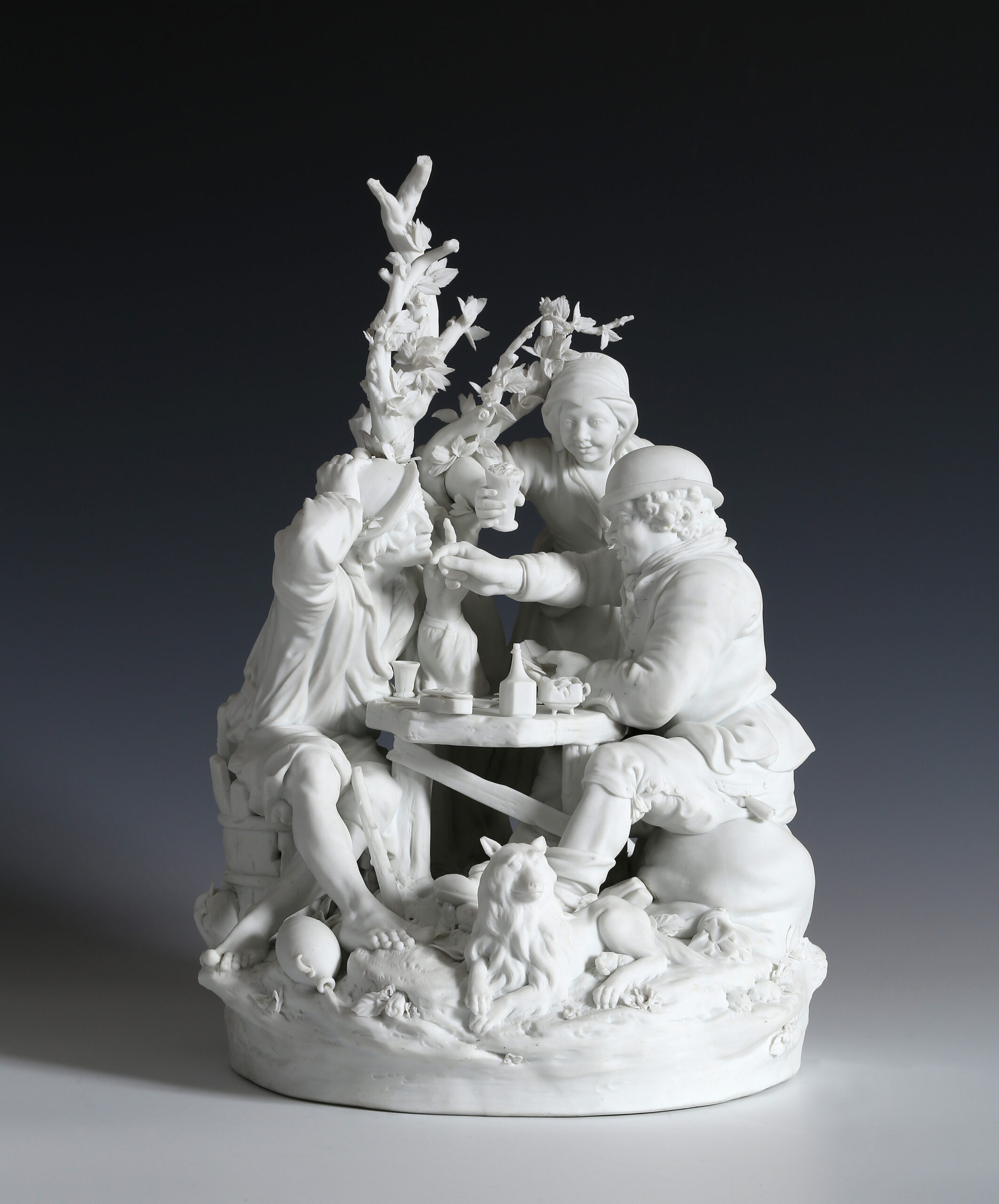 A BISCUIT PORCELAIN GROUP OF CARD PLAYERS  OUDE LOOSDRECHT