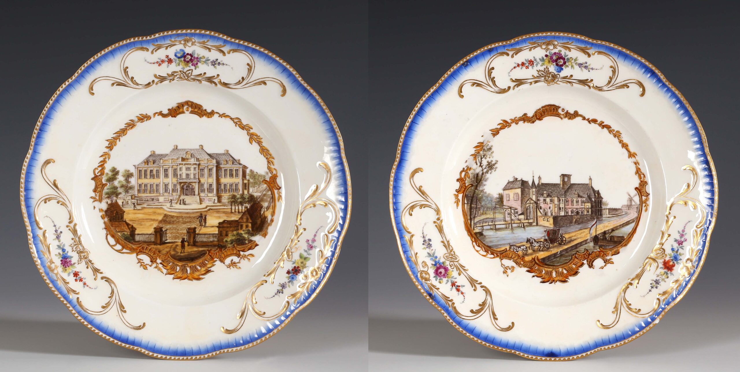 TWO MEISSEN PLATES FROM THE STADHOLDER SERVICE  FOR WILLIAM V, PRINCE OF ORANGE AND NASSAU