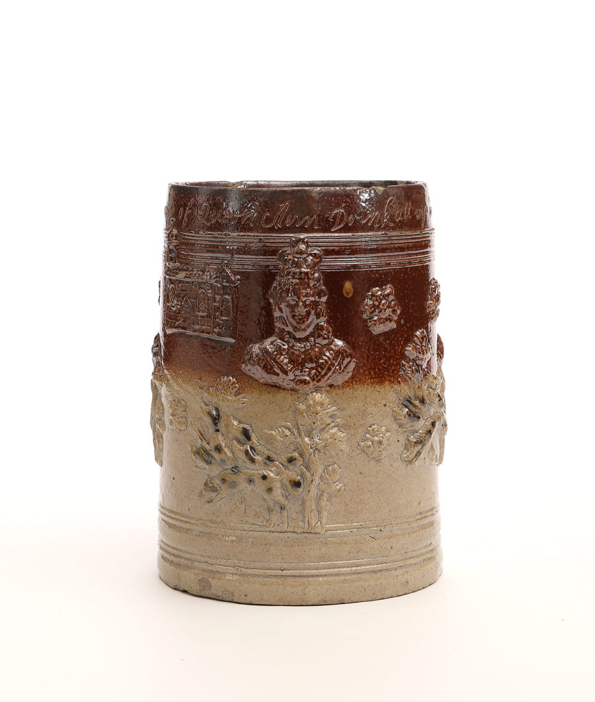 A LARGE LONDON DATED STONEWARE TANKARD